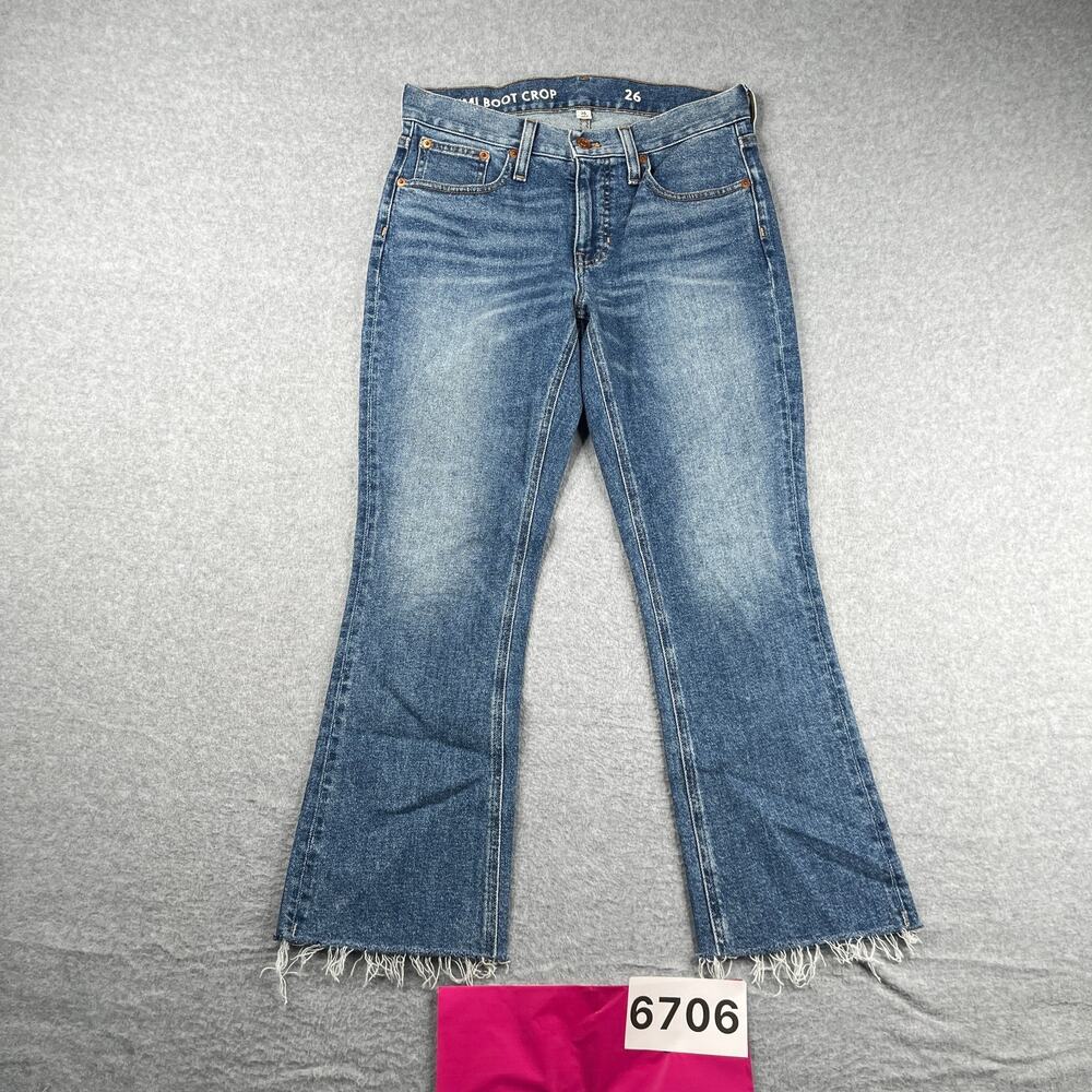 J Crew Demi Boot Crop Denim Jeans Womens Size 26 Blue Distressed